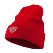 Small Diamond Embroidered Long Beanie