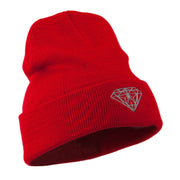 Small Diamond Embroidered Long Beanie