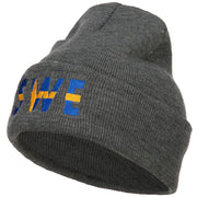 Sweden SWE Flag Embroidered Long Beanie