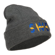 Sweden SWE Flag Embroidered Long Beanie