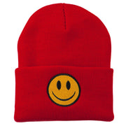 Smile Face Embroidered Long Beanie