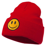 Smile Face Embroidered Long Beanie