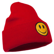 Smile Face Embroidered Long Beanie