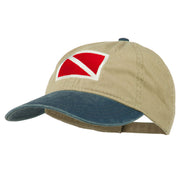 Scuba Dive Flag Embroidered Washed Pigment Dyed Cap