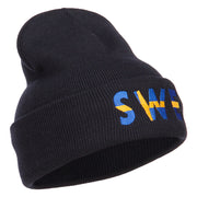 Sweden SWE Flag Embroidered Long Beanie