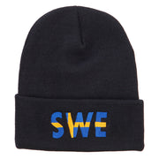 Sweden SWE Flag Embroidered Long Beanie