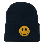 Smile Face Embroidered Long Beanie