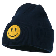 Smile Face Embroidered Long Beanie