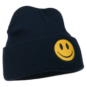 Smile Face Embroidered Long Beanie