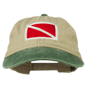 Scuba Dive Flag Embroidered Washed Pigment Dyed Cap