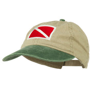 Scuba Dive Flag Embroidered Washed Pigment Dyed Cap