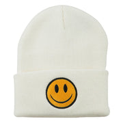 Smile Face Embroidered Long Beanie