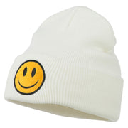 Smile Face Embroidered Long Beanie