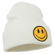 Smile Face Embroidered Long Beanie