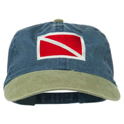 Scuba Dive Flag Embroidered Washed Pigment Dyed Cap