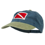 Scuba Dive Flag Embroidered Washed Pigment Dyed Cap