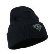 Small Diamond Embroidered Long Beanie