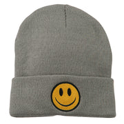 Smile Face Embroidered Long Beanie