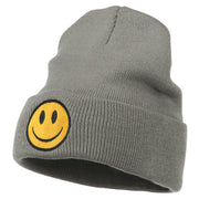 Smile Face Embroidered Long Beanie