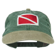 Scuba Dive Flag Embroidered Washed Pigment Dyed Cap