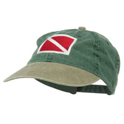 Scuba Dive Flag Embroidered Washed Pigment Dyed Cap