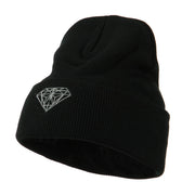 Small Diamond Embroidered Long Beanie