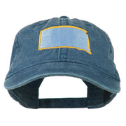 South Dakota State Map Embroidered Washed Cotton Cap