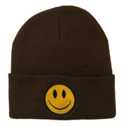 Smile Face Embroidered Long Beanie