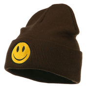 Smile Face Embroidered Long Beanie