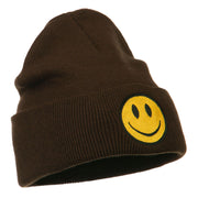 Smile Face Embroidered Long Beanie