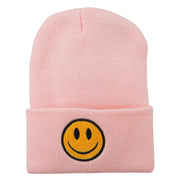 Smile Face Embroidered Long Beanie