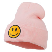 Smile Face Embroidered Long Beanie