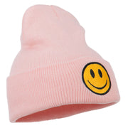 Smile Face Embroidered Long Beanie