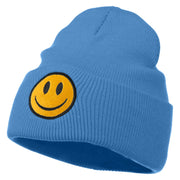 Smile Face Embroidered Long Beanie