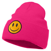 Smile Face Embroidered Long Beanie