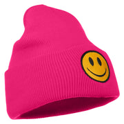 Smile Face Embroidered Long Beanie