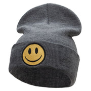 Smile Face Embroidered Long Beanie