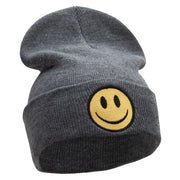 Smile Face Embroidered Long Beanie