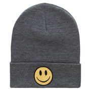 Smile Face Embroidered Long Beanie