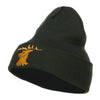 Stag Emblem Embroidered Long Beanie