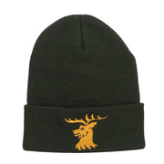 Stag Emblem Embroidered Long Beanie