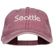 Seattle Embroidered Washed Buckled Cap