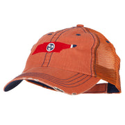 Tennessee State Map Flag Embroidered Low Profile Cotton Mesh Cap