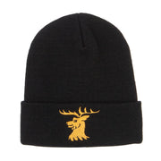 Stag Emblem Embroidered Long Beanie