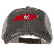 Tennessee State Map Flag Embroidered Low Profile Cotton Mesh Cap