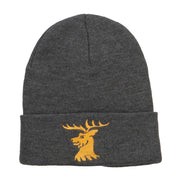 Stag Emblem Embroidered Long Beanie