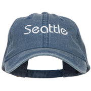 Seattle Embroidered Washed Buckled Cap