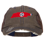 Tennessee State Map Flag Embroidered Low Profile Cotton Mesh Cap