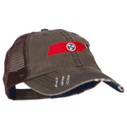 Tennessee State Map Flag Embroidered Low Profile Cotton Mesh Cap