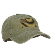 Subdued American Flag Embroidered Washed Buckle Cap